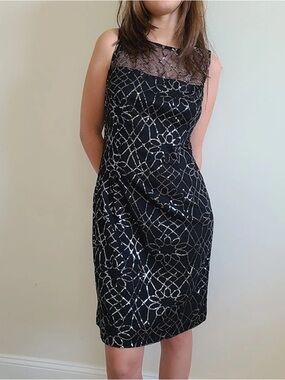 American Living Navy Blue Sequined Midi Dress